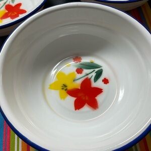 Enamel flower bowls.  This are so nice. Used, but in excellent condition.